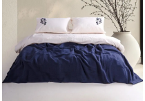 Постельное белье Washed Cotton Turkiz - Petunya с вышивкой и покрывалом (Turkey), евро